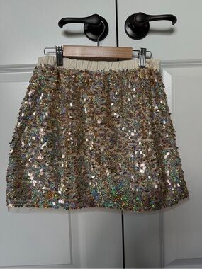 Crewcuts Iridescent Sequin Beige Mini Skirt